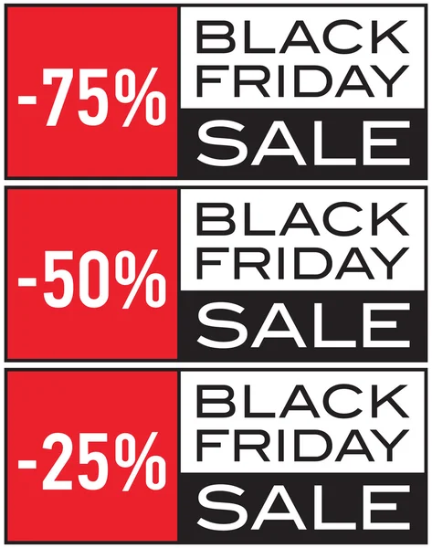 Black Friday Sale, -25%, -50%, -75%, seasonal sale, vector design — Stock Vector