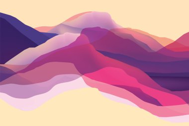 Renk dağlar, dalgalar, yüzey, modern arka plan, sen proje için tasarım illüstrasyon vektör
