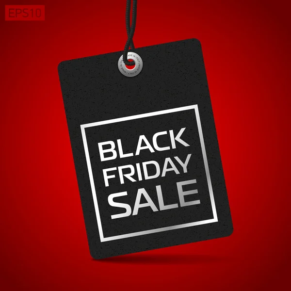 Black Friday koop, kleding tag, rode achtergrond, vector design-object voor u projecten — Stockvector