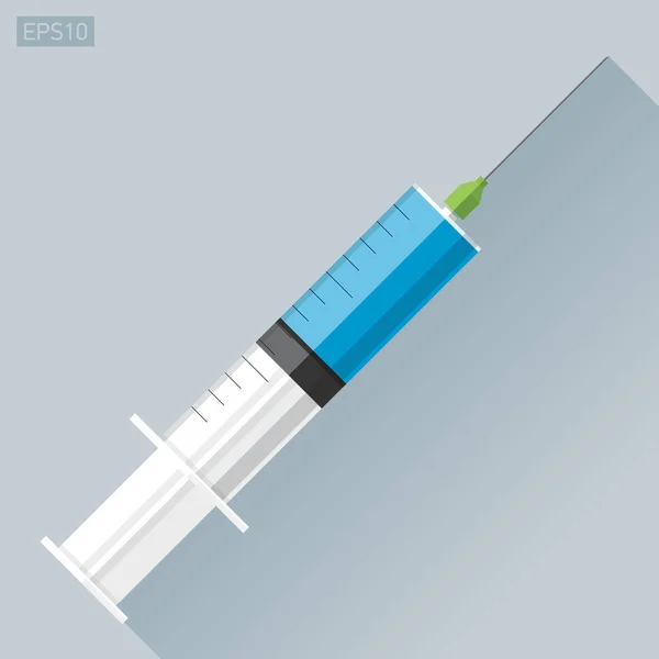 Medical syringe with medicine on color background. Vector design element — Stock Vector