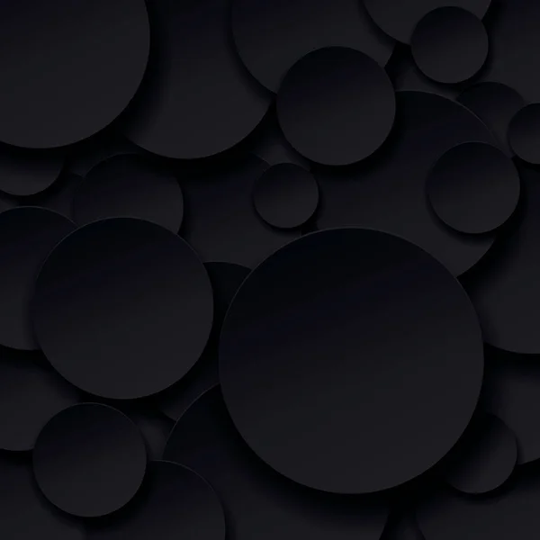 Círculos, composición negra abstracta, diseño vectorial fondo de pantalla oscuro — Archivo Imágenes Vectoriales