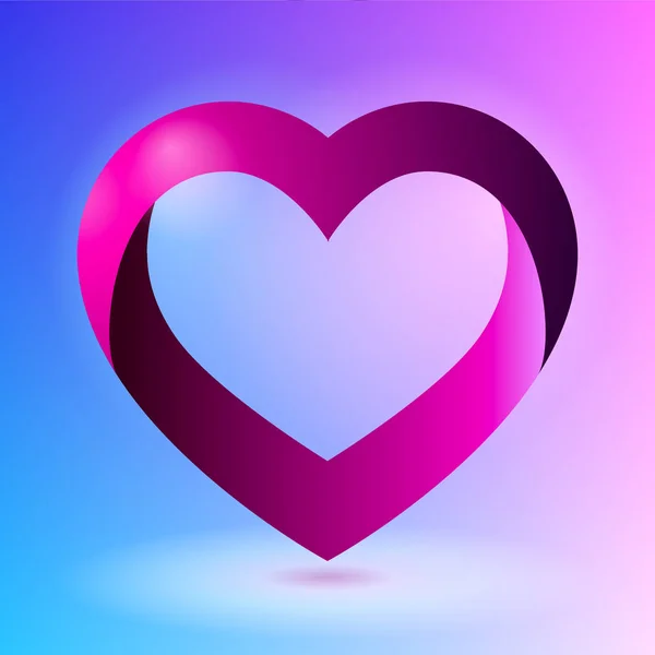 Corazón de volumen, tarjeta de día de San Valentín, 14 de febrero, imagen de amor, rosa y azul, icono de diseño de vectores — Vector de stock