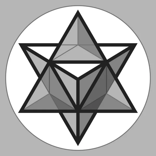 Merkaba, cristal de vidro 3d, forma de geometria, estrela de volume, objeto vetorial abstrato — Vetor de Stock