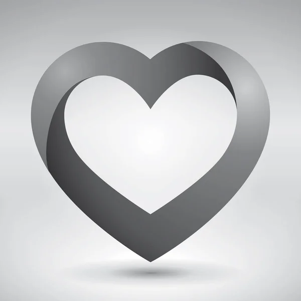 Объёмное сердце, валентинки, любовное изображение, иконка векторного дизайна — стоковый вектор