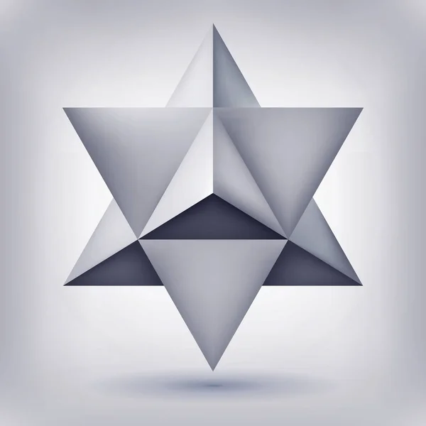 Merkaba, 3d kristal, meetkunde vorm, volume ster, mesh versie, abstract vector-object — Stockvector