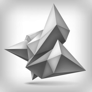 Birim geometrik şekil, 3d crystal, soyutlama düşük çokgenler nesne, vektör tasarım formu