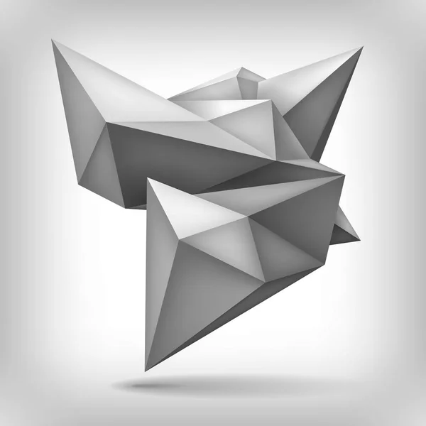 Volumen forma geométrica, cristal 3d, objeto de polígonos bajos abstracción, forma de diseño de vectores — Vector de stock