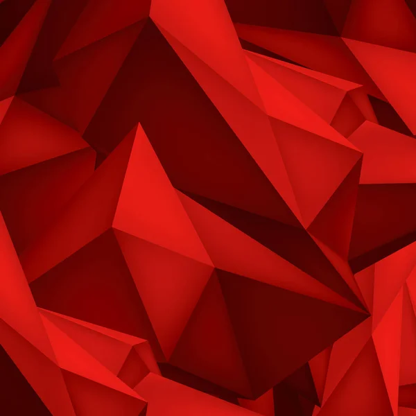Forma geométrica de volume, fundo vermelho de cristal 3d, objeto de polígonos baixos de abstração, forma de design vetorial — Vetor de Stock