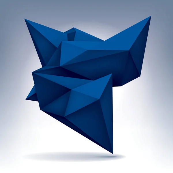 Volume azul forma geométrica, cristal 3d, abstração objeto de polígonos baixos, forma de design vetorial — Vetor de Stock