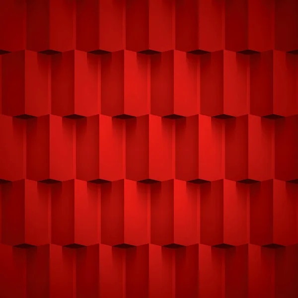 Volume texture vectorielle réaliste, cubes, motif géométrique rouge, papier peint design — Image vectorielle