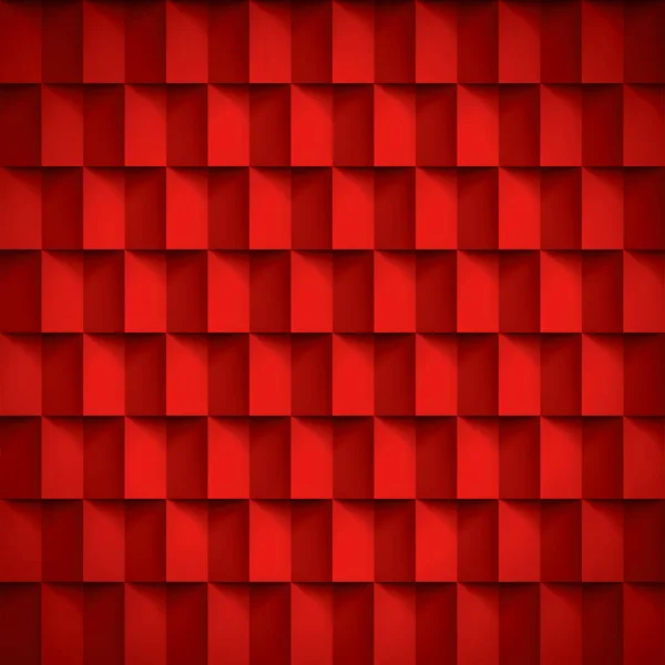 Volumen realista vector textura, cubos, patrón geométrico rojo, fondo de pantalla de diseño — Vector de stock