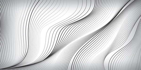 Vagues de lignes noires sur fond blanc, papier peint abstrait, design vectoriel — Image vectorielle