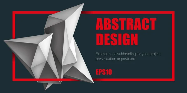 Volumen geometrische Formen, 3D-Kristalle. abstrakte niedrige Polygone Objektzusammensetzung. knallroter Rahmen. Vektor-Designform — Stockvektor