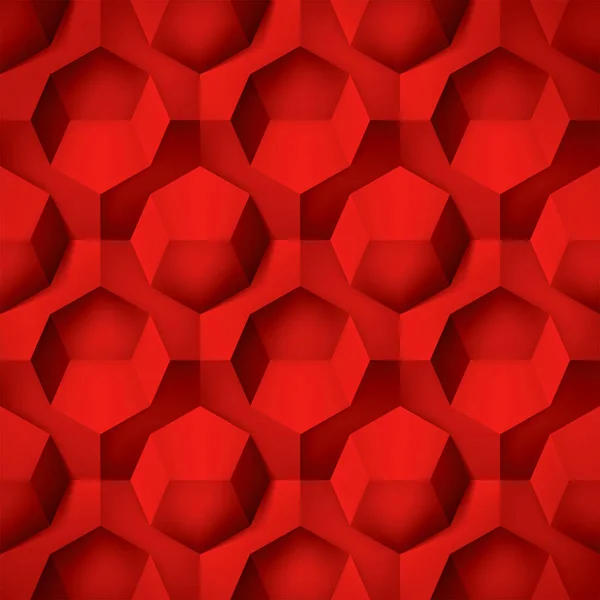 Volume texture réaliste, octaèdre, motif géométrique 3d rouge, fond vectoriel design — Image vectorielle