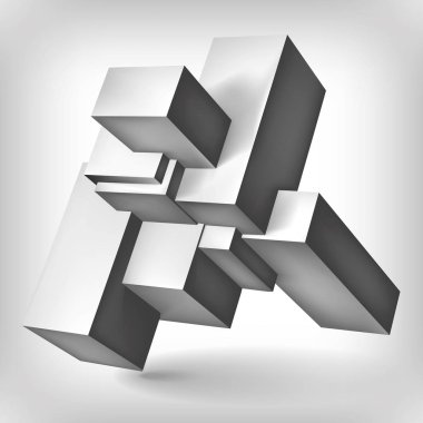 Birim geometrik şekil, 3d küpleri, soyutlama grup nesnesi, vektör tasarım formu