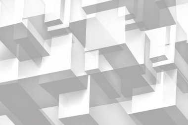 Birim geometrik cam inşaat, 3d küpleri gri arka plan, şekiller Mozaik, soyutlama duvar kağıdı, sen sunu için vektör tasarımı