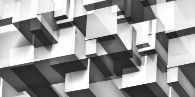 Birim geometrik cam inşaat, 3d küpleri gri arka plan, şekiller Mozaik, soyutlama duvar kağıdı, sen sunu için vektör tasarımı