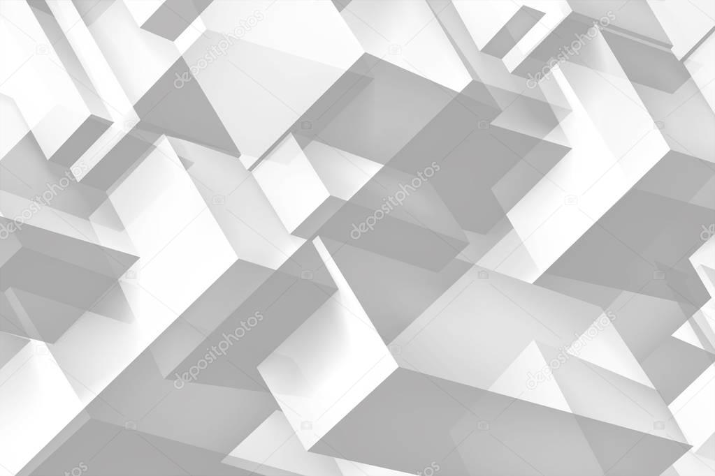 Volume geometric glass construction, 3d cubes gray background, shapes mosaic, abstraction wallpaper, vector design for you presentation