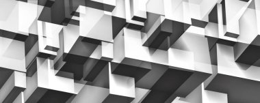 Birim geometrik cam inşaat, 3d küpleri gri arka plan, şekiller Mozaik, soyutlama duvar kağıdı, sen sunu için vektör tasarımı