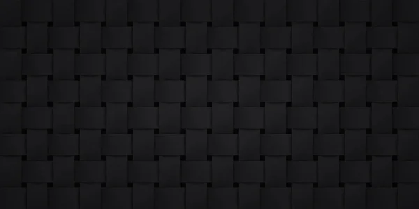 Volumen realistische schwarze Textur, Weidenhintergrund, 3D-geometrisches Muster, Design-Vektor dunkle Tapete — Stockvektor