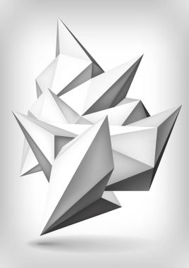 Birim geometrik şekil, 3d crystal, soyutlama düşük çokgenler nesne, vektör tasarım formu