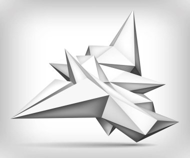 Birim geometrik şekil, 3d havaya yükselme kristal, yaratıcı düşük çokgenler nesne, vektör tasarım formu
