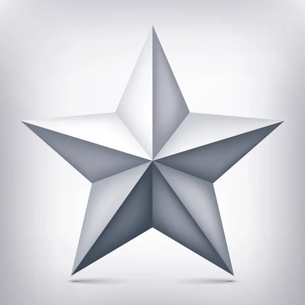 Tom pięcioramienna szara gwiazda, obiekt 3D, kształt geometrii, wersja siatki, wektor abstrakcyjny — Wektor stockowy