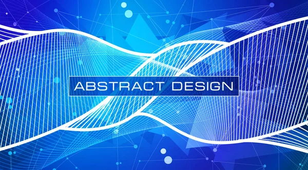 Vektor-Design abstrakte Technologie Hintergrund. weiße Linien und Punkte, blau-lila Dreiecke Trümmertapete, niedrige Polygonformen — Stockvektor