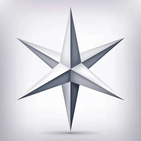 Volume estrela cinza de seis pontas, objeto 3d, forma de cristal de geometria, versão de malha, vetor abstrato — Vetor de Stock
