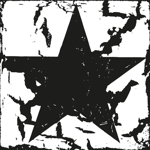 Estrela sobre fundo rachado, ilustração vetorial grunge preto e branco —  Vetores de Stock