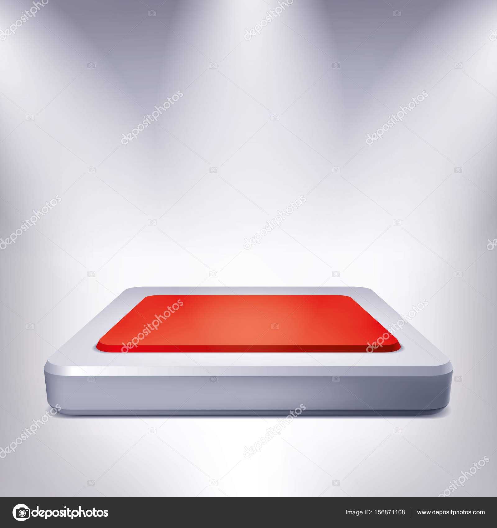 Illuminated podium, red inside, award pedestal, geometry shape, vector ...