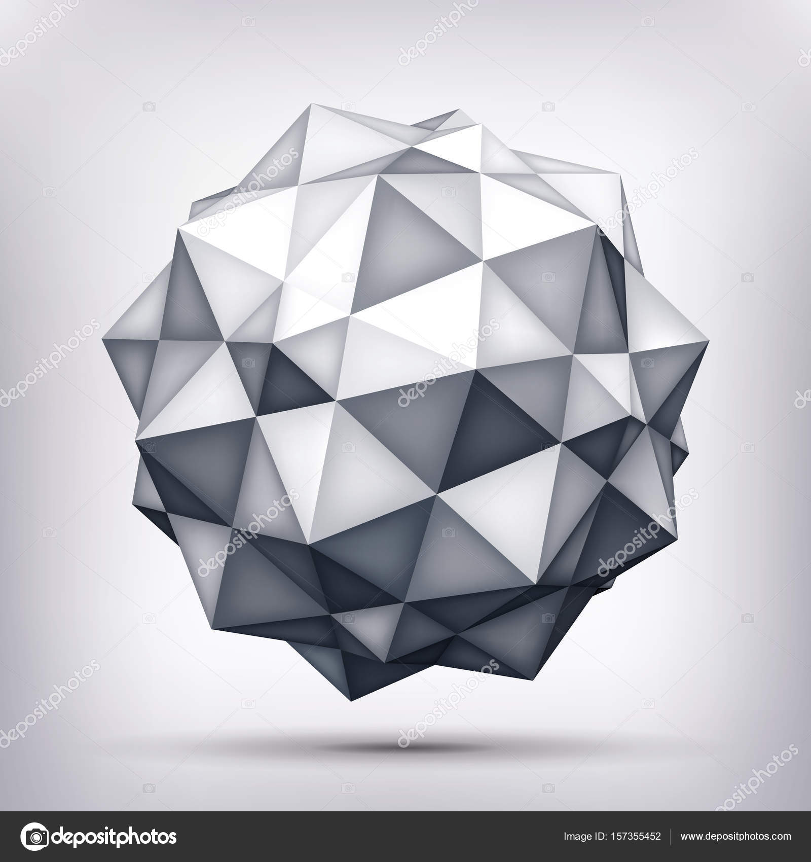 Volume polyèdre gris étoile, objet 3D, forme géométrique, version mesh