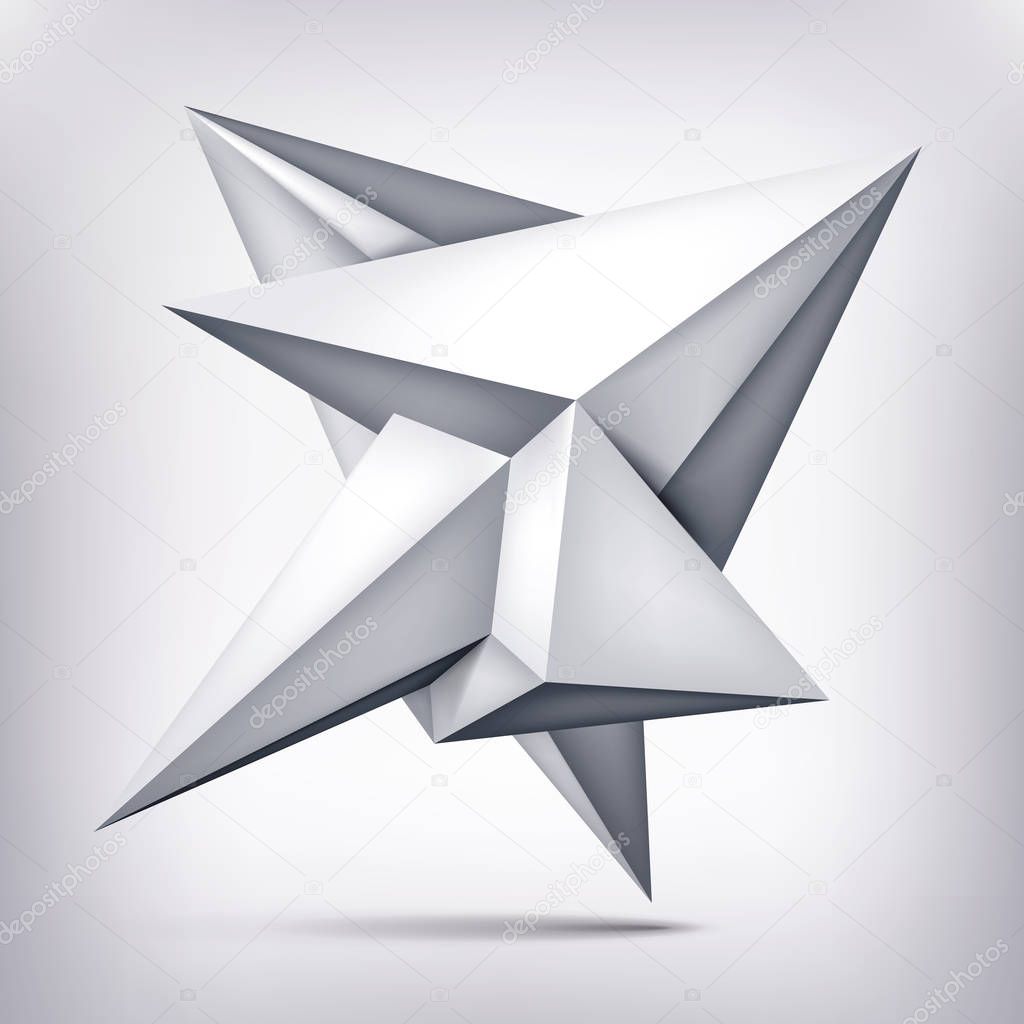 Volume geometric shape, 3d levitation crystal, creative low polygons