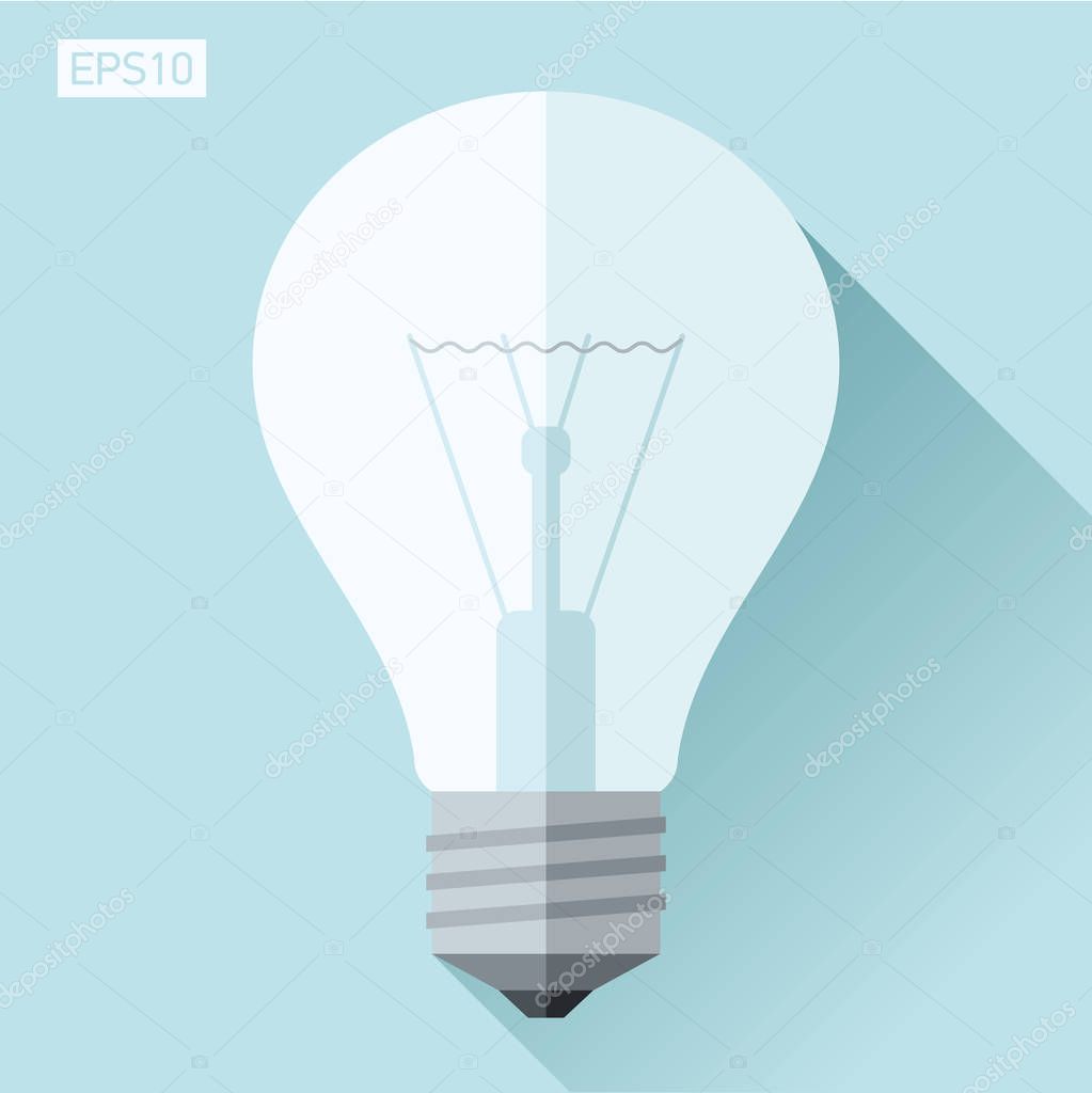 Electric lamp icon in flat style on blue background. Vector design element for you project