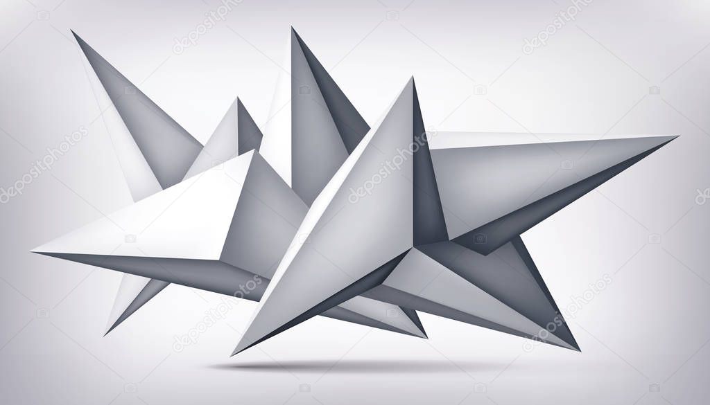 Volume geometric shape, 3d levitation crystal, creative low polygons
