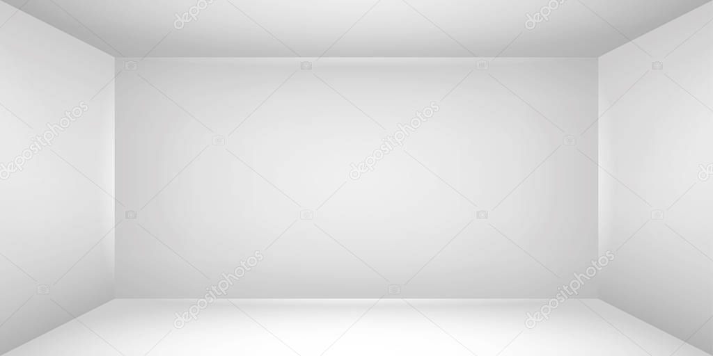The inner space of the box. Empty white room. Vector design illustration. Template for you business project