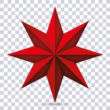 Birim sekiz köşeli kırmızı yıldız şeffaf arka plan, 3d nesne, geometri şekli, sürüm mesh, size proje için nesne vektör