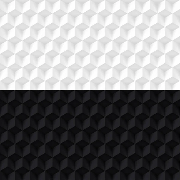 ボリューム リアルな光と闇の質感、黒と白のキューブ、3 d の幾何学的なパターン デザイン光のベクトルの背景 — ストックベクタ