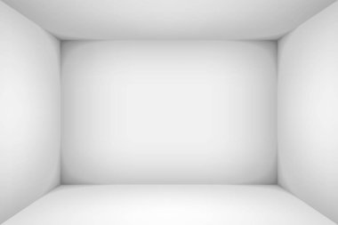 Kutusunun iç mekan. Boş beyaz oda. Vektör tasarlamak. Sen iş projesi için alay