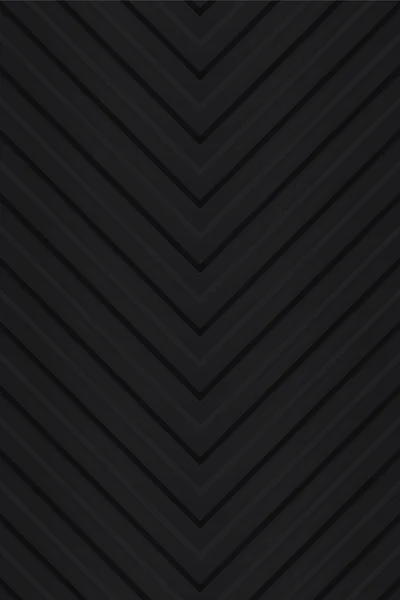 Volume texture de gaufrage réaliste, flèche, bandes d'angle, motif géométrique 3d noir, motif vectoriel fond foncé — Image vectorielle
