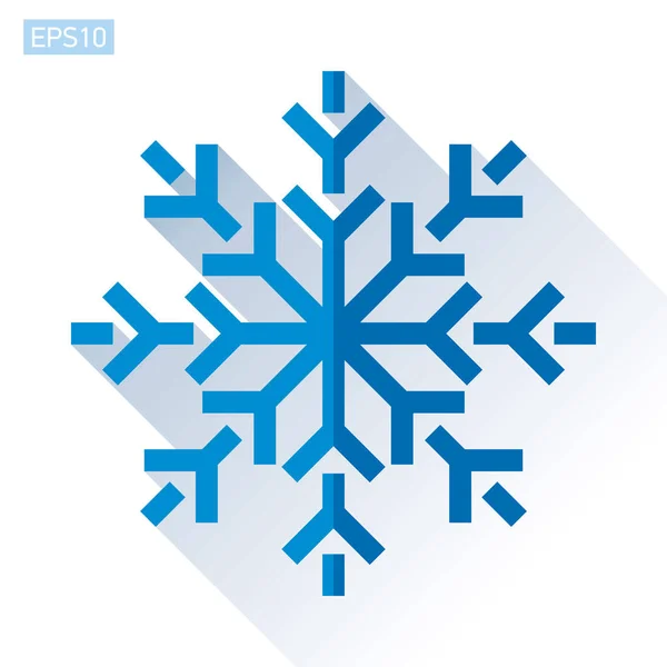 Blå snowflake ikonen i platt stil på vit bakgrund. Vector vintern designelement för dig jul projekt — Stock vektor