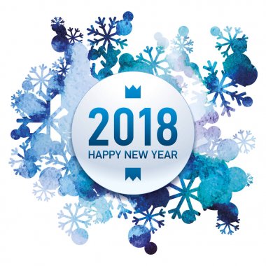 2018, happy New Year, kar buket, el yapımı boyalı, suluboya, soyut vektör tasarım sanat