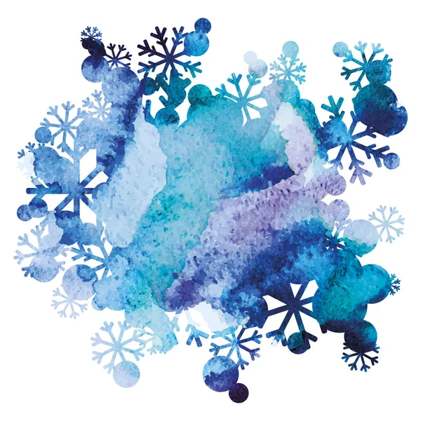 Ramo de nieve, fondo pintado a mano, imagen de acuarela púrpura y azul, arte abstracto de diseño vectorial — Vector de stock