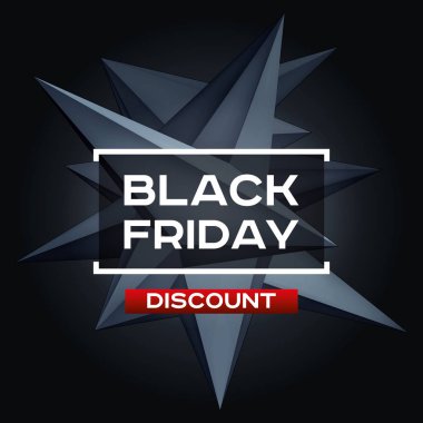 Black Friday indirim. Birim geometrik şekil, 3d havaya yükselme Siyah Kristal, yaratıcı düşük çokgenler karanlık nesne. Kırmızı vurgu. Sen iş projeleri için vektör tasarım formu