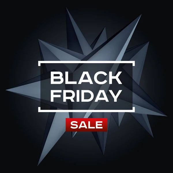 Black Friday verkoop. Volume geometrische vorm, 3d levitatie black crystal, creatieve lage veelhoeken donkere object. Rood accent. Formulier van de ontwerpen van de vector voor u zakelijke projecten — Stockvector