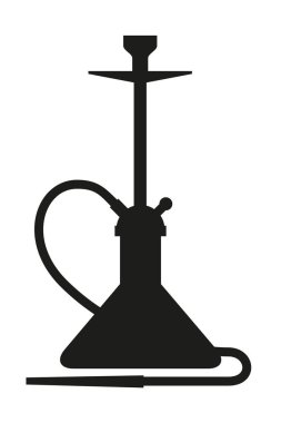 Düz stil beyaz arka planda siyah nargile simgesini. Sigara aksesuar. Vektör tasarım öğesi 