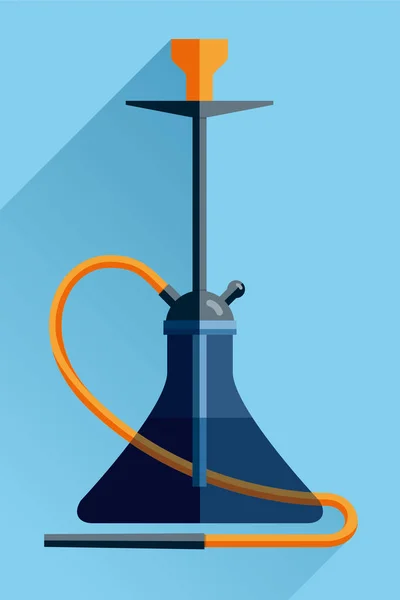 Hookah icon in flat style on blue background. Smoking accessory. Vector design element — Stock Vector