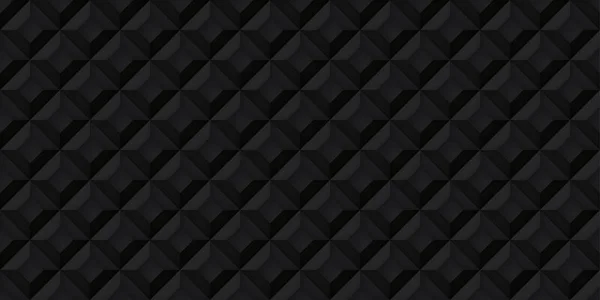 Volumen negro textura realista, cubos, gris 3d patrón geométrico, vector de diseño fondo oscuro — Vector de stock