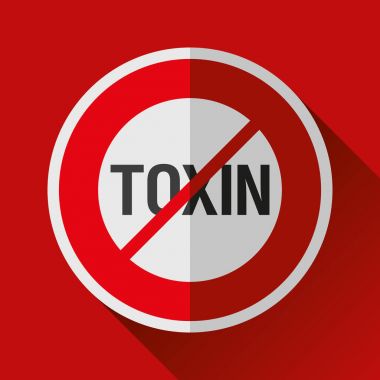 Eğer proje için uyarı işareti, dur toksin simgesi düz stilde tasarlamak tehlike vektör