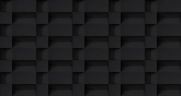 Volume textura realista, passos cubos, preto 3d padrão geométrico, design vetor fundo escuro —  Vetores de Stock